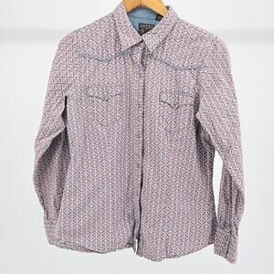 Y2K Roper Women’s Purple Orange Aztec Long Sleeve Snap Button Western Shirt